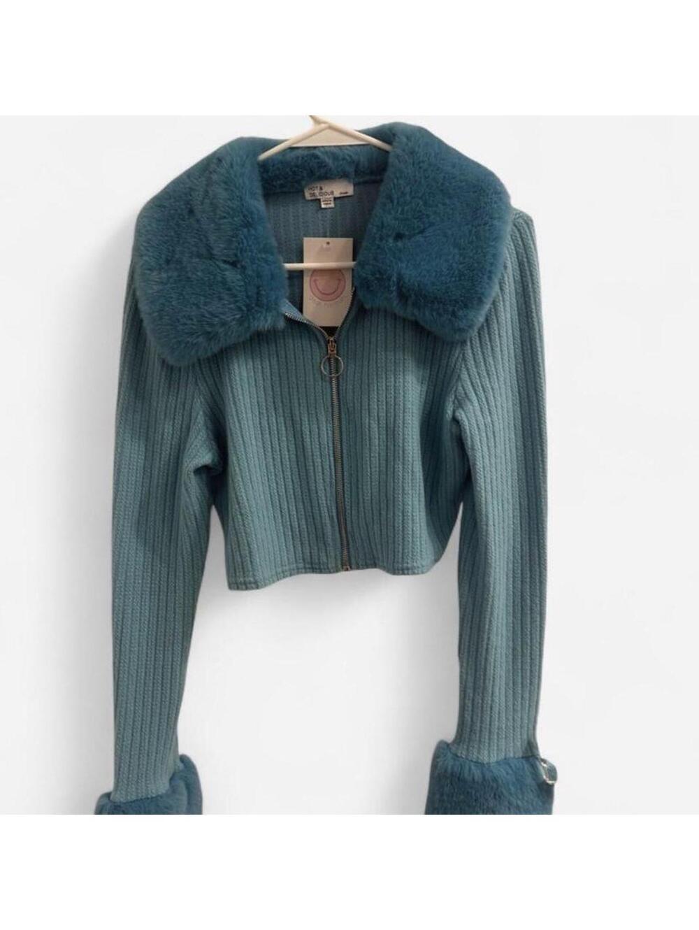 Hot & Delicious Faux Fur Zip Jacket Dear Hannah